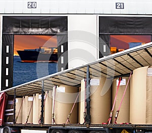 Cargo Transportation - Truck in the warehouse . transportation of freight Europe