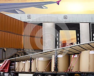 Cargo Transportation - Truck in the warehouse . transportation of freight Europe