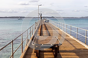 A cargo trolley on the Vivonne Bay Jetty on Kangaroo Island South Australia from May 7th 2021