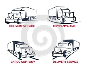 Cargo truck and delivery service logo vector