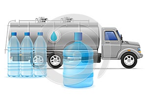 cargo truck delivery and transportation of purified drinking water concept vector illustration photo