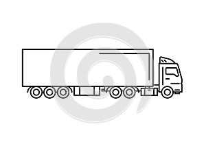 Cargo truck with freight container vector illustration isolated on white background. Truck car for cargo delivery vector