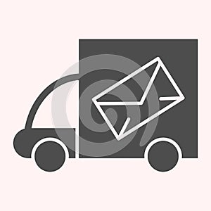 Cargo truck glyph icon. Mail delivery. shipping packages. Postal service vector design concept, solid style pictogram on