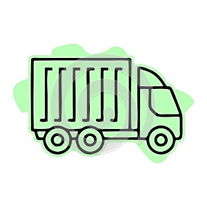 Cargo truck thin line icon, logistic and delivery, delivery truck sign vector graphics