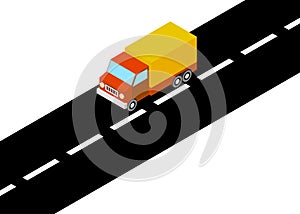 Cargo truck transportation. Fast delivery or logistic transport. Isometric projection 3d illustration
