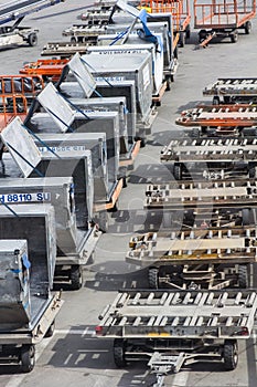 Cargo trucks on the flight field