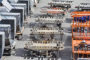 Cargo trucks on the flight field