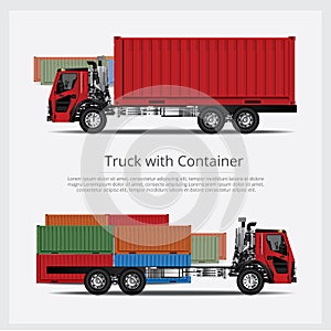 Cargo Trucks Transportation with Container isolated