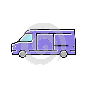 cargo van car color icon vector illustration