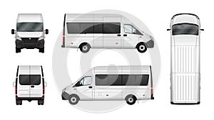 Cargo van vector illustration blank on white. City commercial photo