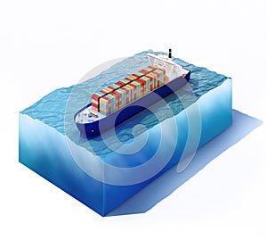 Cargo vessel on part of ocean