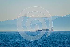 Cargo vessel ship in Aegean Sea