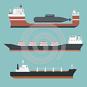 Cargo vessels and tankers shipping delivery bulk carrier train freight boat tankers on background vector