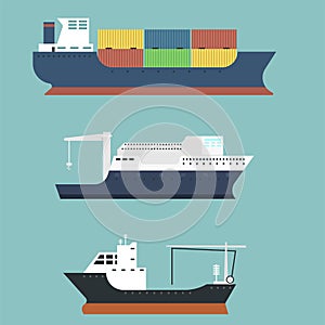 Cargo vessels and tankers shipping delivery bulk carrier train freight boat tankers on background vector