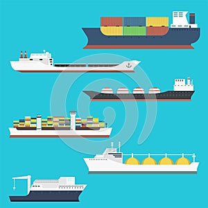 Cargo vessels and tankers shipping delivery bulk carrier train freight boat tankers isolated on background vector