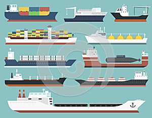 Cargo vessels and tankers shipping delivery bulk carrier train freight boat tankers isolated on background vector