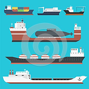 Cargo vessels and tankers shipping delivery bulk carrier train freight boat tankers isolated on background vector