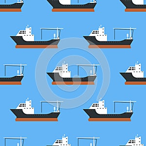 Cargo vessels and tankers shipping delivery bulk seamless pattern carrier train freight boat tankers background vector