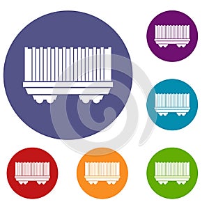 Cargo wagon icons set