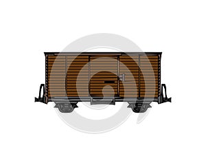 Cargo Wagon, Rail Car. Flat Vector Icon illustration. Simple colour symbol on white background. Cargo Wagon, Rail Car sign design