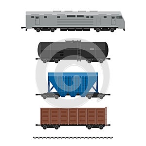 Cargo wagons and tank wagons of a railway train.