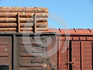 Cargo wagons in the train station