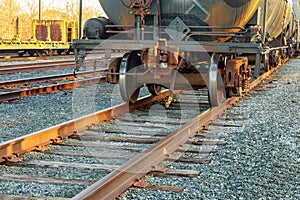 cargo wagons in the train station