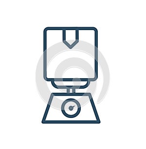 Cargo weight line and glyph icon. Luggage and scale vector illustration isolated on white. Box on scales outline style design,