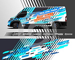 Cargo wrap design vector. Graphic abstract stripe racing background kit designs for vehicle, race car, rally, adventure and livery