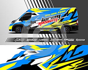 Cargo wrap design vector. Graphic abstract stripe racing background kit designs for vehicle, race car, rally, adventure and livery