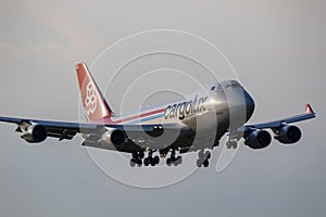 Cargolux cargo jet Boeing 747  just landing
