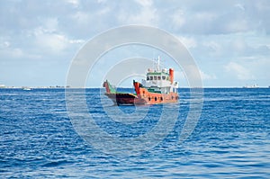 The cargoship in the Indian Ocean Maldives