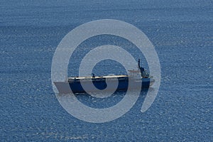 Cargoship near greek island kalymnos