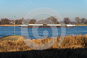 A cargoship at the river in the Netherlands