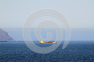 Cargoship in sea photo