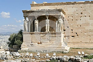 Cariatids of the Erechteion temple, Acropolis, Athens, Greece