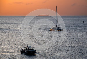 Caribbeaan sunset boats