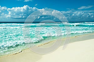 Caribbean beach panorama, Tulum, Mexico photo