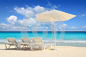 Caribbean beach parasol white umbrella hammocks