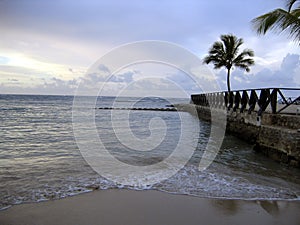 Caribbean beach at sunset