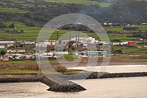 The commercial port area in Praia de Vittoria from MV Ventura photo