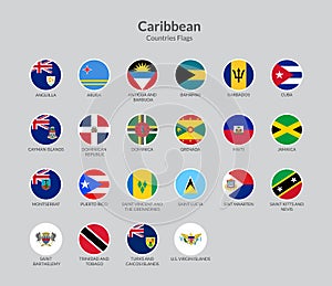 Caribbean Countries countries flag icons collection