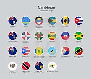 Caribbean Countries countries flag icons collection photo