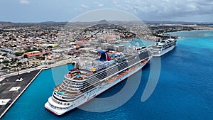 Caribbean Cruise At Oranjestad In Caribbean Netherlands Aruba.