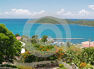 Caribbean islands and turquoise seas on cloudy day