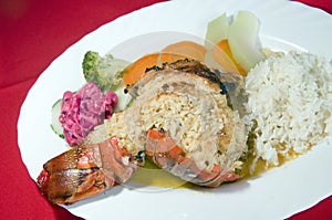 Caribbean lobster tails garlic butter Nicaragua