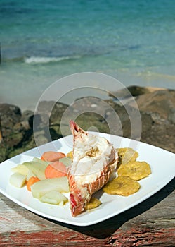 Caribbean lobster tostones Corn Island Nicaragua