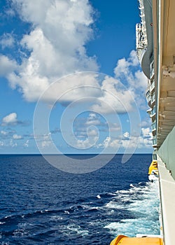 Caribbean Ocean Water and Cruise Ship from Balcony