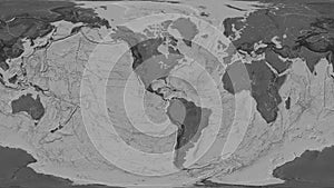 Caribbean plate - global map. Patterson Cylindrical. Bilevel