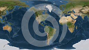 Caribbean plate - global map. Patterson Cylindrical. Satellite